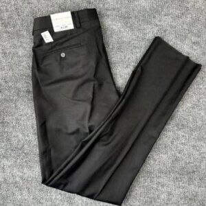 NWT‎ Samuelsohn 33x37 Black Solid Super 110s Wool Pleated Mens Dress Pants